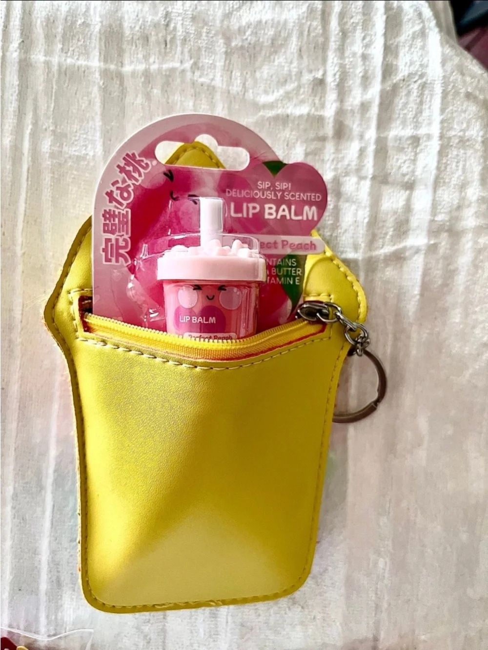 Mini Cupcake Coin Purse w/Peach Soda Flavored Lip Gloss Set